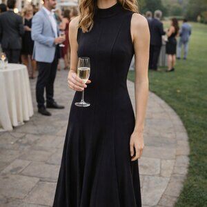 Free People Elegant Black Sleeveless Midi Dress M